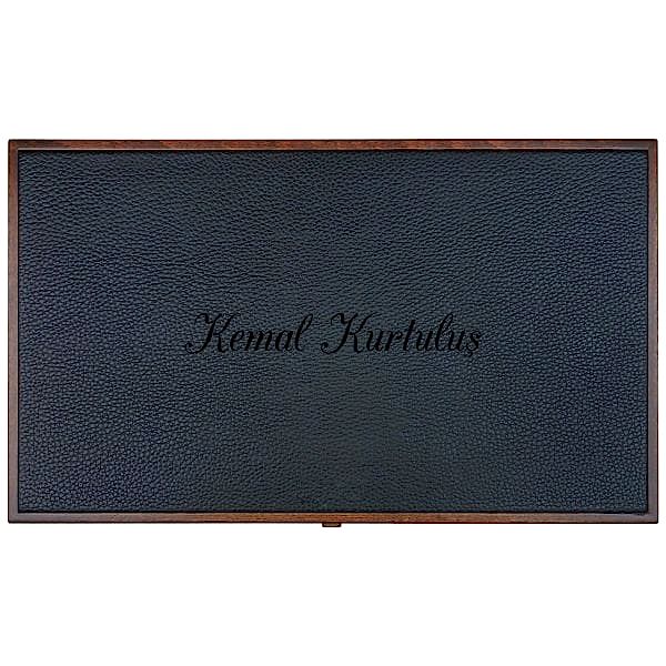 Modern Deri Tavla Seti/Black ''Küçük Boy''